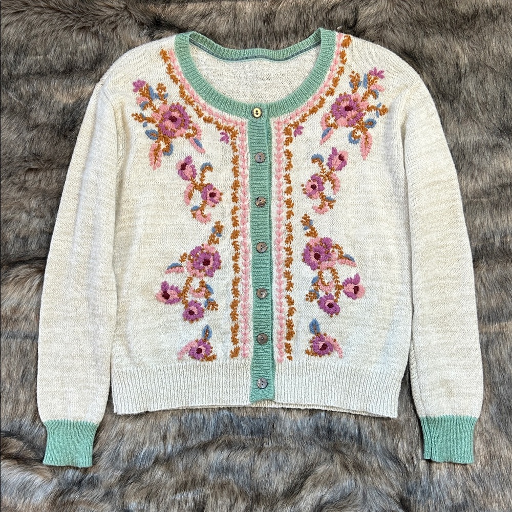Sundance Wool Embroidered Floral Avie Cardigan Women’s Small - Picture 7 of 9